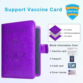 img 2 attached to Purple Leather Passport And Vaccine Card Holder Combo With RFID Blocking, Organizer Protector For Travel Documents, Includes CDC Vaccination Card Slot, Ideal For Men And Women