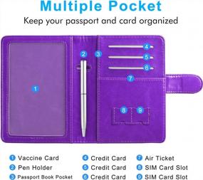 img 1 attached to Purple Leather Passport And Vaccine Card Holder Combo With RFID Blocking, Organizer Protector For Travel Documents, Includes CDC Vaccination Card Slot, Ideal For Men And Women
