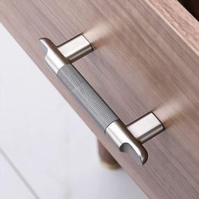img 2 attached to Upgrade Your Cabinets With TRUSTMI Diamond Pattern Cabinet Pulls - Pack Of 5, 3-3/4 Inch Hole Center, Grey And Brushed Nickel For Bathroom And Kitchen Cupboards