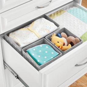 img 2 attached to 👶 mDesign Gray/White Fabric Dresser Drawer and Closet Storage Organizers - 6 Piece Set for Child/Kids Room, Nursery, Playroom - Ideal for Boys, Girls, Baby Clothes, Onesies, Diapers, Wipes