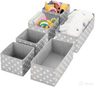 👶 mdesign gray/white fabric dresser drawer and closet storage organizers - 6 piece set for child/kids room, nursery, playroom - ideal for boys, girls, baby clothes, onesies, diapers, wipes логотип