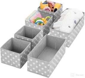 img 4 attached to 👶 mDesign Gray/White Fabric Dresser Drawer and Closet Storage Organizers - 6 Piece Set for Child/Kids Room, Nursery, Playroom - Ideal for Boys, Girls, Baby Clothes, Onesies, Diapers, Wipes