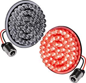 img 4 attached to 🔴 2" 1156 Red Harley Rear LED Brake Tail Light - Pair Set (Black-Finish, Bullet Style) for Harley Davidson Sportster Street Glide Road King Softail Electra Heritage Dyna Fatboy