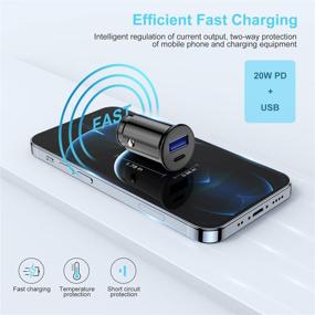 img 3 attached to 20W Fast Charging Car Charger for iPhone 13 Pro Max/12 Pro/12 Mini/11/XS/iPad - Dual Port USB C & USB Cigarette Lighter Adapter with 2Pack Lightning Cable - Black