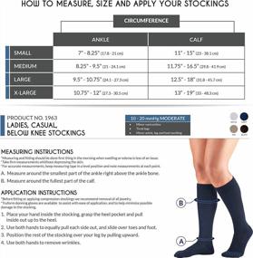 img 3 attached to Truform Ladies Compression Gym Socks, Knee High Navy Over Calf, 10-20 MmHg, Small Size