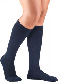 img 4 attached to Truform Ladies Compression Gym Socks, Knee High Navy Over Calf, 10-20 MmHg, Small Size