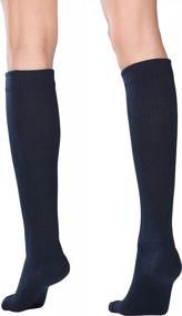 img 2 attached to Truform Ladies Compression Gym Socks, Knee High Navy Over Calf, 10-20 MmHg, Small Size