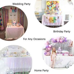 img 2 attached to QueenDream Wedding Tablecloth White Iridescent 60 X102 Inch Rectangle Sequin Tablecloth Table Cover Overlay For Birthday Parties Decorations