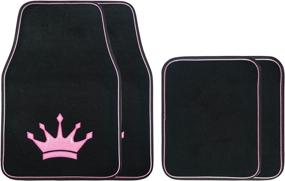 img 2 attached to 🚗 Premium August Auto Universal Fit Royal Crown Design Carpet Car Floor Mats - Fit for Sedan, SUVs, Truck, Vans - Set of 4 (Black and Pink)