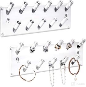 img 4 attached to 📦 Ikee Design Multipurpose Acrylic Wall-Mounted Jewelry Stand Organizer - Stylish Display Rack for Store, Showcase, Trade Show - Set of 2, Clear (13”W x 4 1/4”D x 1 3/4”H)