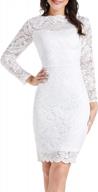 mslg women's elegant floral lace business bateau neck long sleeves cocktail wedding guest bodycon pencil dress 906 logo