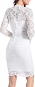 img 3 attached to MSLG Women'S Elegant Floral Lace Business Bateau Neck Long Sleeves Cocktail Wedding Guest Bodycon Pencil Dress 906