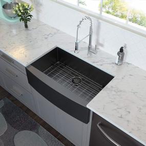 img 2 attached to Gunmetal Black Stainless Farm Sink - Lordear 33 Inch Farmhouse Sink 16 Gauge Apron Front Deep Single Bowl Stainless Steel Kitchen Farm Sink