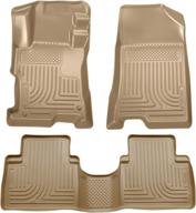 🐶 husky liners weatherbeater series - tan front & 2nd seat floor liners for 2008-2012 honda accord 4 door - 3 piece set (98403) логотип