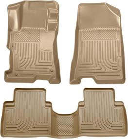 img 4 attached to 🐶 Husky Liners Weatherbeater Series - Tan Front & 2nd Seat Floor Liners for 2008-2012 Honda Accord 4 Door - 3 Piece Set (98403)