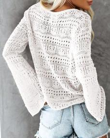 img 2 attached to Women'S Boho Off Shoulder Crochet Pullover Sweater - Saodimallsu