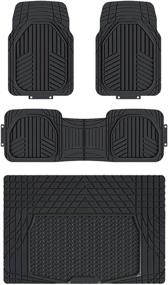 img 4 attached to 🚗 Amazon Basics All-Weather Protection Heavy Duty Rubber Floor Mats Set with Cargo Liner for Cars, SUVs, and Trucks - Universal Trim to Fit, 4-Piece, Black