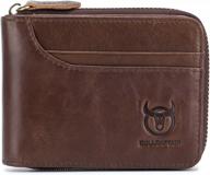 retro cowhide leather men's wallet with coin purse and card slots by tanpell logo