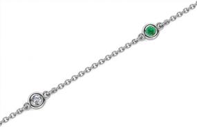 img 3 attached to Stunning 14K Gold Bracelet With 0.21 Ctw Emerald And Natural Diamond 5 Station Design