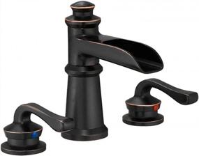 img 4 attached to Oil Rubbed Bronze 8" Two-Handle 3 Holes Bathroom Faucet By Bathfinesse - Waterfall Lavatory Supply Lines & Hose Lead-Free