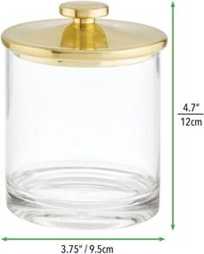 img 1 attached to 🌟 mDesign Clear Plastic Apothecary Storage Organizer Canister Jars - Bathroom Containers for Vanity, Makeup Tables, Lumiere Collection, 2 Pack, Modern Design in Soft Brass