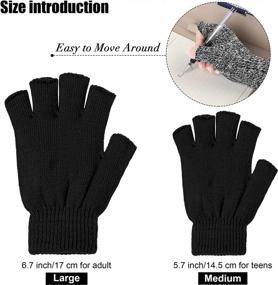 img 3 attached to Cooraby Winter Fingerless Gloves - 2 пары унисекс полупальцевых перчаток L для взрослых, M для подростков, S для детей, теплые и уютные