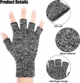 img 2 attached to Cooraby Winter Fingerless Gloves - 2 пары унисекс полупальцевых перчаток L для взрослых, M для подростков, S для детей, теплые и уютные