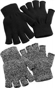 img 4 attached to Cooraby Winter Fingerless Gloves - 2 пары унисекс полупальцевых перчаток L для взрослых, M для подростков, S для детей, теплые и уютные