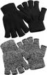 cooraby winter fingerless gloves - 2 pairs unisex half finger gloves in l for adults, m for teens, s for kids, warm and cozy logo