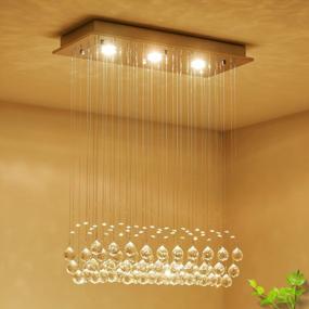 img 3 attached to Saint Mossi 3-Light K9 Crystal Chandelier: Modern Flush Mount Ceiling Pendant With Raindrop Design H33 X W10 X L25