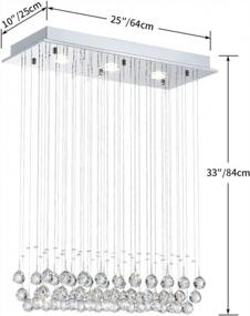 img 2 attached to Saint Mossi 3-Light K9 Crystal Chandelier: Modern Flush Mount Ceiling Pendant With Raindrop Design H33 X W10 X L25