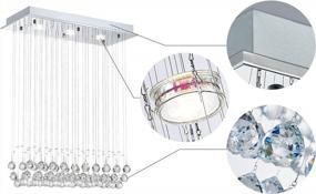 img 1 attached to Saint Mossi 3-Light K9 Crystal Chandelier: Modern Flush Mount Ceiling Pendant With Raindrop Design H33 X W10 X L25