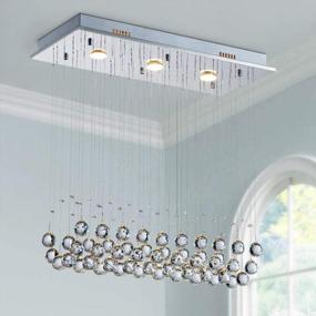 img 4 attached to Saint Mossi 3-Light K9 Crystal Chandelier: Modern Flush Mount Ceiling Pendant With Raindrop Design H33 X W10 X L25