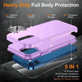 img 3 attached to Ultimate Protection For Your IPhone 12/12 Pro With Temdan Heavy Shockproof Case, 2 Glass Screen Protectors, And Camera Lens Protectors In Stunning Light Purple