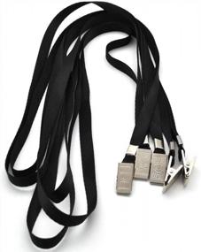 img 2 attached to 100 Pack Of Black Nylon Flat Badge Lanyards With Bulldog Clips For Name Tags And ID Badges