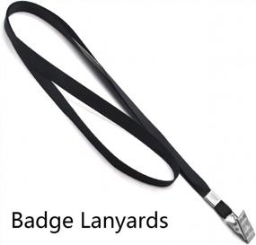 img 1 attached to 100 Pack Of Black Nylon Flat Badge Lanyards With Bulldog Clips For Name Tags And ID Badges