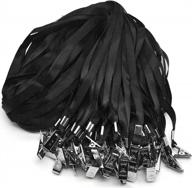 100 pack of black nylon flat badge lanyards with bulldog clips for name tags and id badges logo