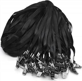 img 4 attached to 100 Pack Of Black Nylon Flat Badge Lanyards With Bulldog Clips For Name Tags And ID Badges