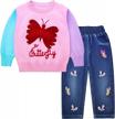 2pcs 18m-7t toddler girls cotton top & jeans clothing set - peacolate logo