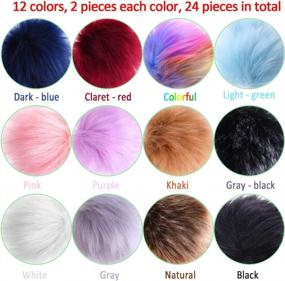 img 3 attached to 24 Pieces Faux Fox Fur Pom Poms DIY With Elastic Loop For Hats, Keychains, Scarves, Gloves And Bags Accessories - 12 Bright Colors (2 Pcs Each Color)