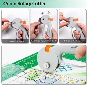 img 3 attached to WORKLION Rotary Cutter And Mat Set: 45Mm Fabric Cutter With 2 Replacement Blades & A3 Cutting Mat & Precision Carving Craft Knife & 6.5"X12" Acrylic Ruler - Quilting Kit For Crafts & Sewing