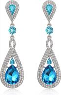 art deco chandelier dangle earrings for women's prom and weddings - elequeen teardrop crystal earrings with long pear shape design logo