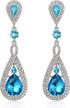 art deco chandelier dangle earrings for women's prom and weddings - elequeen teardrop crystal earrings with long pear shape design logo