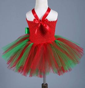 img 1 attached to Girls Handmade Christmas Strips Tulle Tutu Dress W/Leg Warmers Headband Toddlers Xmas Eve Holiday Party Outfits 2-8T - HIHCBF