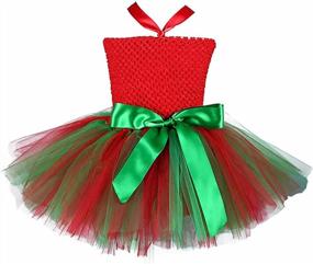 img 3 attached to Girls Handmade Christmas Strips Tulle Tutu Dress W/Leg Warmers Headband Toddlers Xmas Eve Holiday Party Outfits 2-8T - HIHCBF