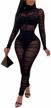uni clau women one piece outfits mesh sheer bodycon jumpsuit long sleeve see through party jumpsuits logo