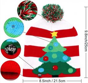 img 3 attached to OurWarm LED Light-Up Christmas Hat Xmas Santa Ugly Hat Beanies 10 красочных огней Мигающая кепка для новогодней вечеринки