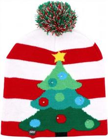 img 4 attached to OurWarm LED Light-Up Christmas Hat Xmas Santa Ugly Hat Beanies 10 красочных огней Мигающая кепка для новогодней вечеринки