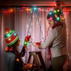 img 2 attached to OurWarm LED Light-Up Christmas Hat Xmas Santa Ugly Hat Beanies 10 красочных огней Мигающая кепка для новогодней вечеринки
