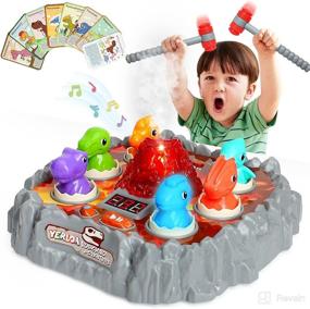 img 4 attached to 🦖 Yerloa Dinosaur Whack A Mole Game Toy for Kids 3-9 Years - Includes 2 Hammers, Interactive Toddler Hammer with Lights - Perfect Gift for Boys and Girls 3+